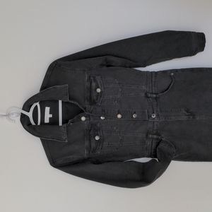 Black Denim Jumpsuit - Soft Stretch Comfy Small.